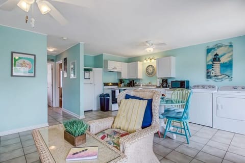 Comfortable seating area with coastal décor.