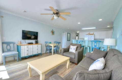 Large open living room and kitchen
