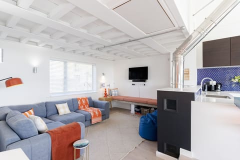 Living room at The Blue House, Bude, Cornwall, self catering with Beach Retreats.