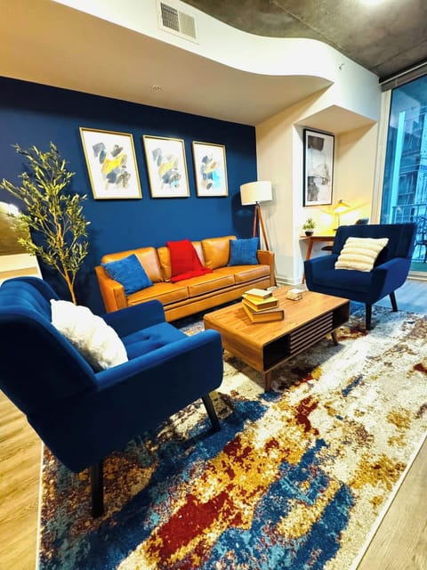 Bright and cheerful living room full of color and charm.