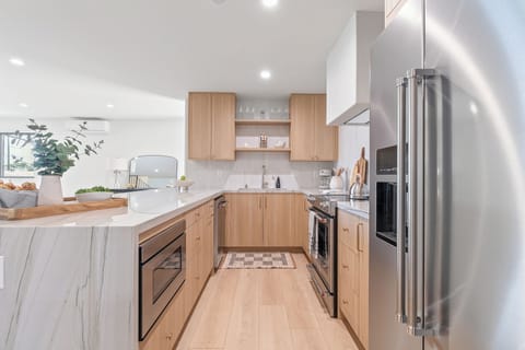 Stylish and functional kitchen area.