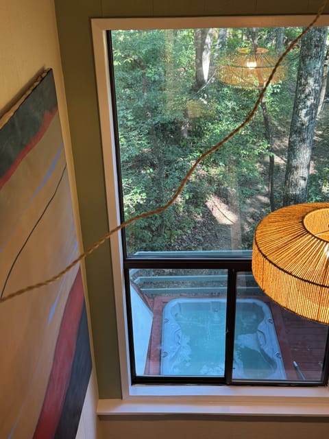 View from stairway, overlooking back deck