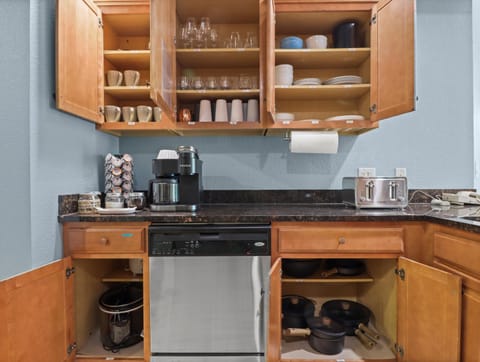 All brand new dishware with everything you could ever need in the kitchen!