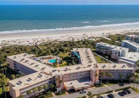 Aerial of Coastal Dreams St. Augustine Beach Condo just steps from the beach.
