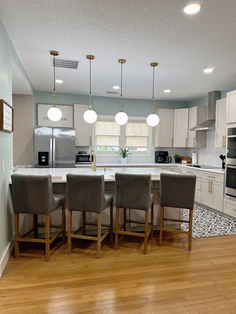 Fully equipped kitchen with everything you need to cook for a group.