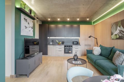 Comfort Apartment, City View | Private kitchen | Full-size fridge, microwave, oven, stovetop