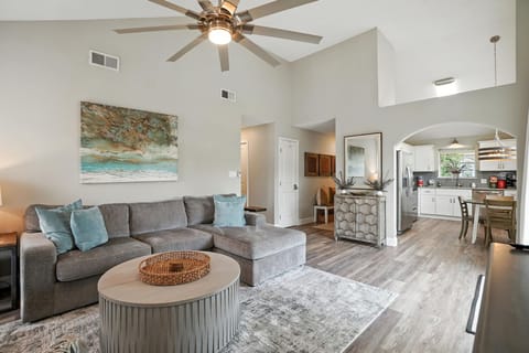 Living Room Facing Kitchen and Hallway/Front Door