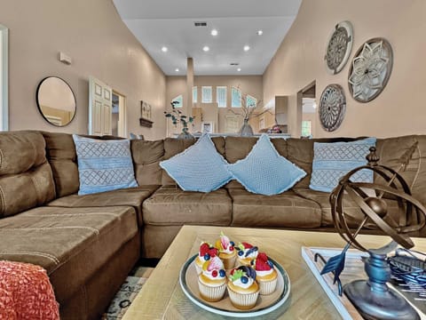 Tons of space in the living area and super comfy furnishings