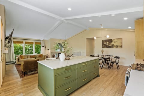 Chef-inspired kitchen with modern appliances and room for group cooking