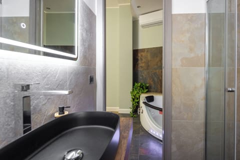 Suite | Bathroom | Hair dryer, towels, soap, shampoo