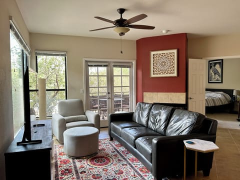 Comfortable, stylish, bright living room with Smart TV