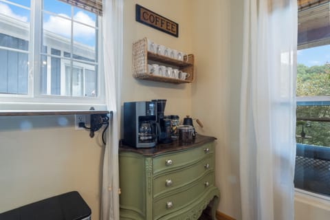 Fully stocked coffee station. Whole bean coffee/grinder/drip brewer/pour over