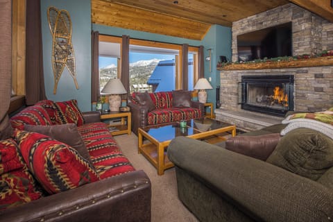 Living Room with real wood fireplace