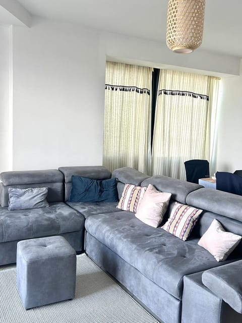 Open plan kitchen and living area with sea views!