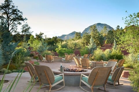 Gather around the glowing fire pit under desert skies.