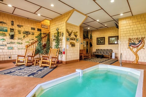 Wears Valley Cabin with a Pool Table "Wet and Wild" - Lower level recreation area with indoor pool and sauna