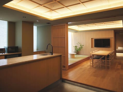 Japanese-style Apartment, 2 Bedrooms, Kitchen | Living area | 36-inch flat-screen TV with satellite channels