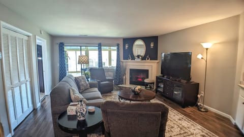 Living area with access to sun porch