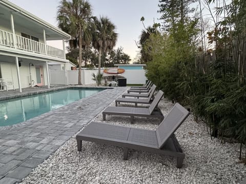 Large 28 foot Saltwater Pool and Louge Chair Area