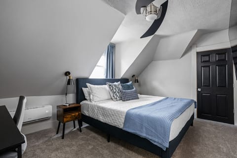 Sleep comfortably in a king size memory foam bed and blackout curtains. Watch your favorite shows and movies on the huge smart TV.