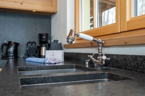 Panoramic Chalet, 4 Bedrooms, Sauna (Incl. 407 EUR cleaning fee) | Private kitchen | Full-size fridge, microwave, oven, stovetop