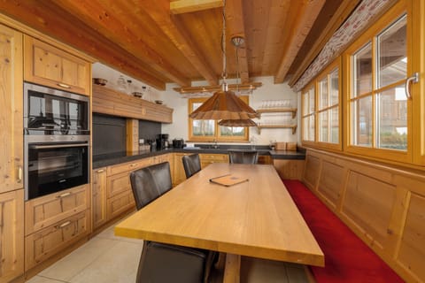 Panoramic Chalet, 4 Bedrooms, Sauna (Incl. 407 EUR cleaning fee) | Private kitchen | Full-size fridge, microwave, oven, stovetop