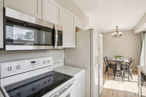 Cooking essentials in open kitchen layout