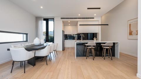 Open plan living, dining and kitchen