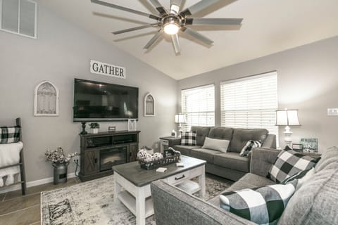 Snuggle up by the Electric Fireplace and Stream a Movie (Roku) on Family Night!