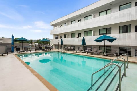 Lounge and sun chairs at saltwater pool