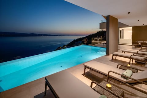 A terrace with amazing sea views, and sun deck chairs for 8 people.

