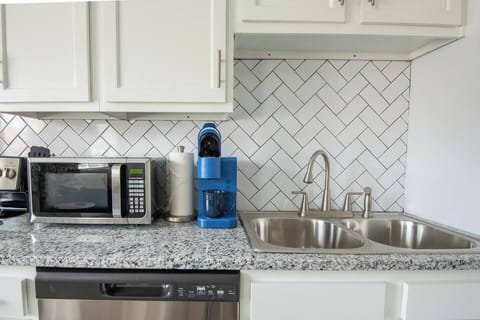 We provide coffee Kcups, sweetener, and creamer.