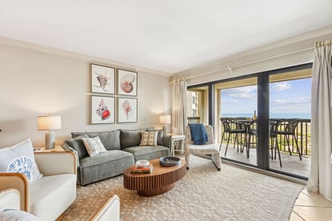 Living room with cable tv | ocean view balcony