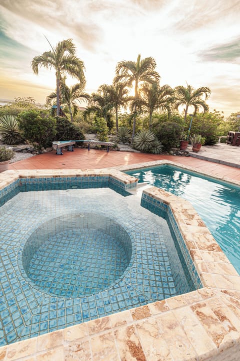 Outdoor pool, sun loungers