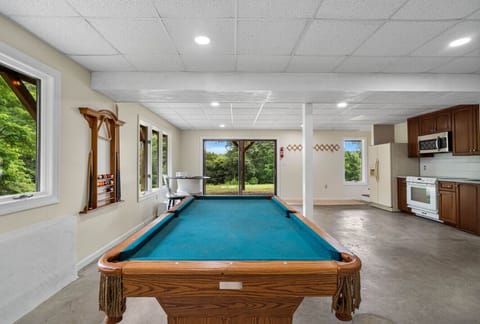 Pool table in the basement