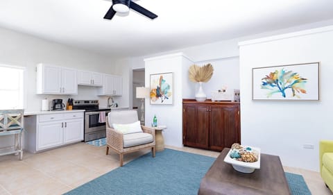 Your living room looking into the kitchen