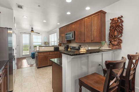 Barstool seating available.