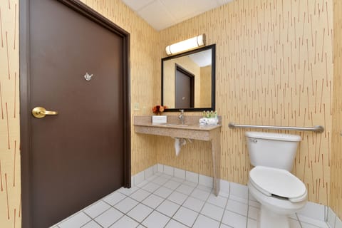 Combined shower/tub, free toiletries, hair dryer, towels