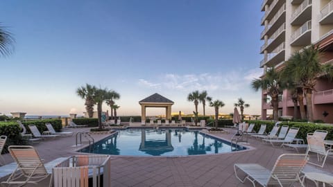 Pick any of the 4 tower pools to enjoy. This pool right at the bottom floor is the closest. And you'll also have a beautiful view of the Gulf.