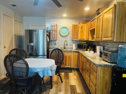 Spacious kitchen with many amenities