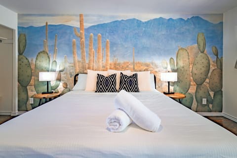 Unwind in a thoughtfully arranged sleeping area, featuring plush king bed for deep, restful sleep.