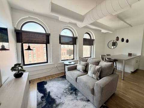 Open living room and kitchen space