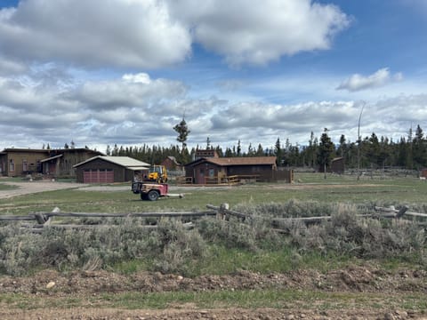 The cabin on the right is the rental. Garage and cabin on the left are our home