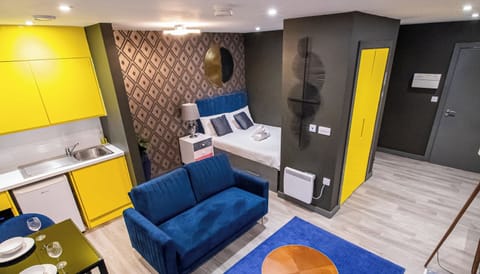 Bedroom, Lounge & Kitchen at Avo Apartments Short Lets & Serviced Accommodation