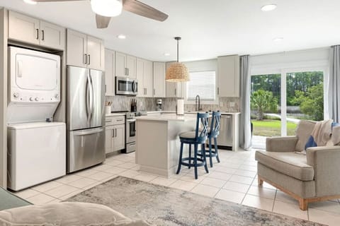 kitchen with a river view