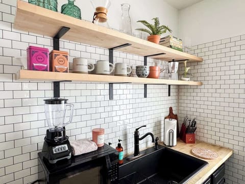 Kitchen is fully stocked with everything you would need to prepare homemade meals.