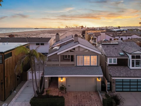 Overhead shot of the home just steps from the beach.