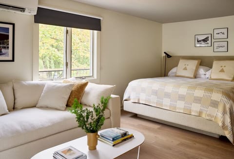 Unwind in a sunlit suite with plush bed and sofa