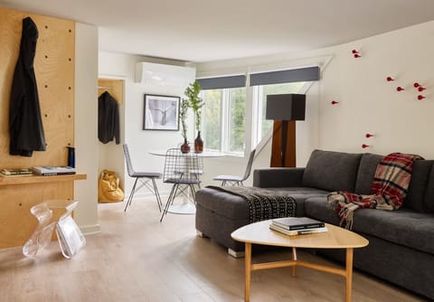Relax together on the sectional after a day of exploring.