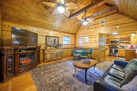 Cozy living area with smart TV, fireplace & dining for the whole crew